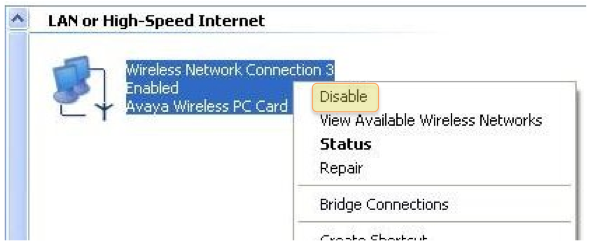 Disable Wireless Connection