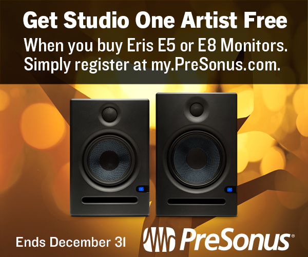 Free Studio One Artist with PreSonus Eris Monitors