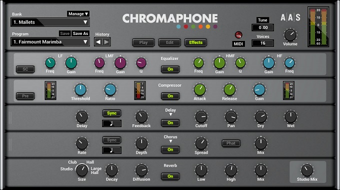 chromaphone 2 effects window